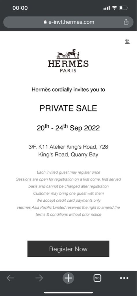 how to invite hermes to private sale.